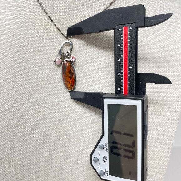 Lia Sophia Medley‎ Pendant Necklace Orange Pink Gems Silver-Tone Chain - Picture 9 of 9